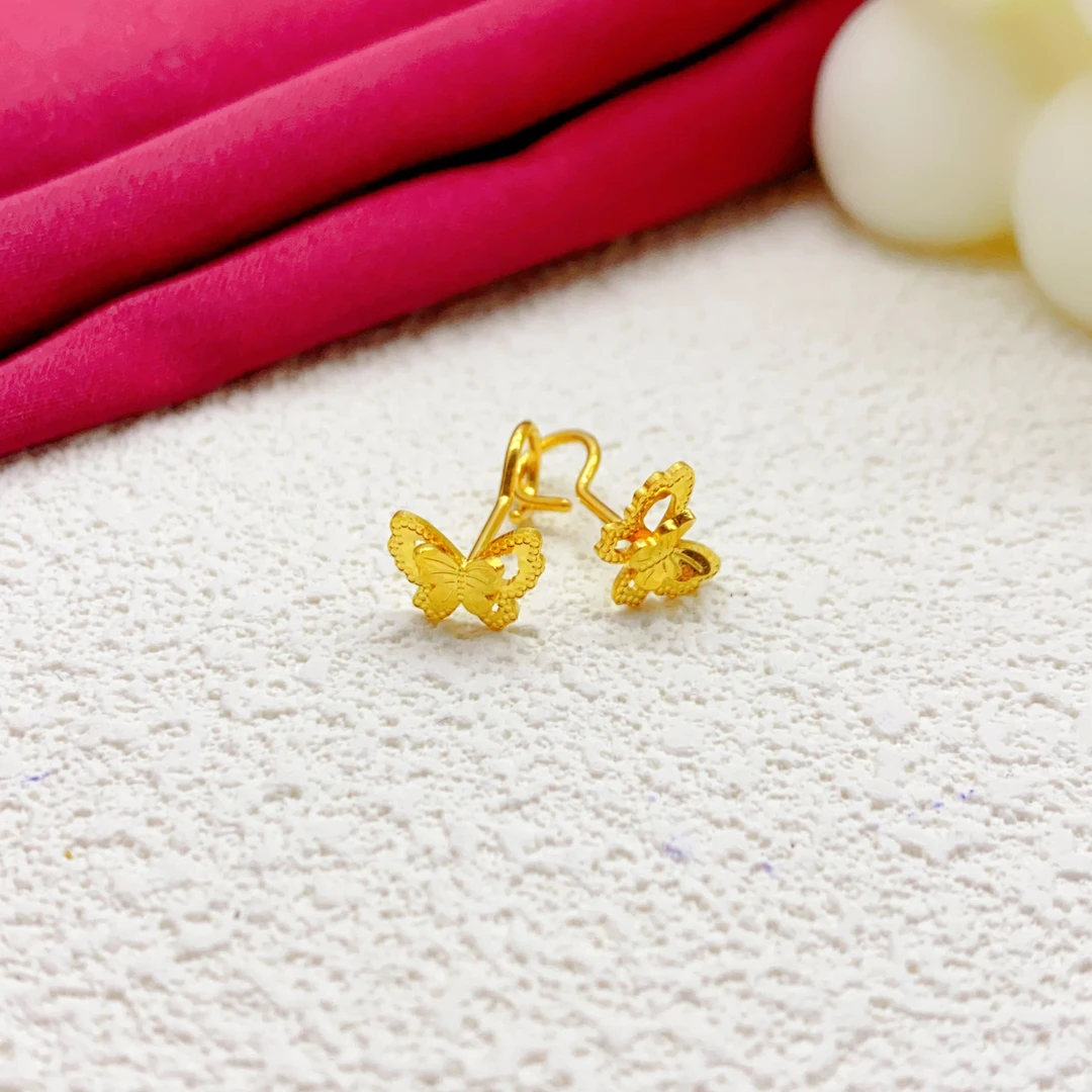 【木韵阁】足金999 5G黄金双层蝴蝶耳钩时尚黄金时尚百搭 1.56