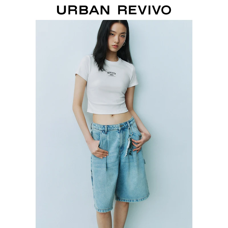 UR2025春季新款女装欧若风休闲简约撞色字母短袖T恤UYY450075