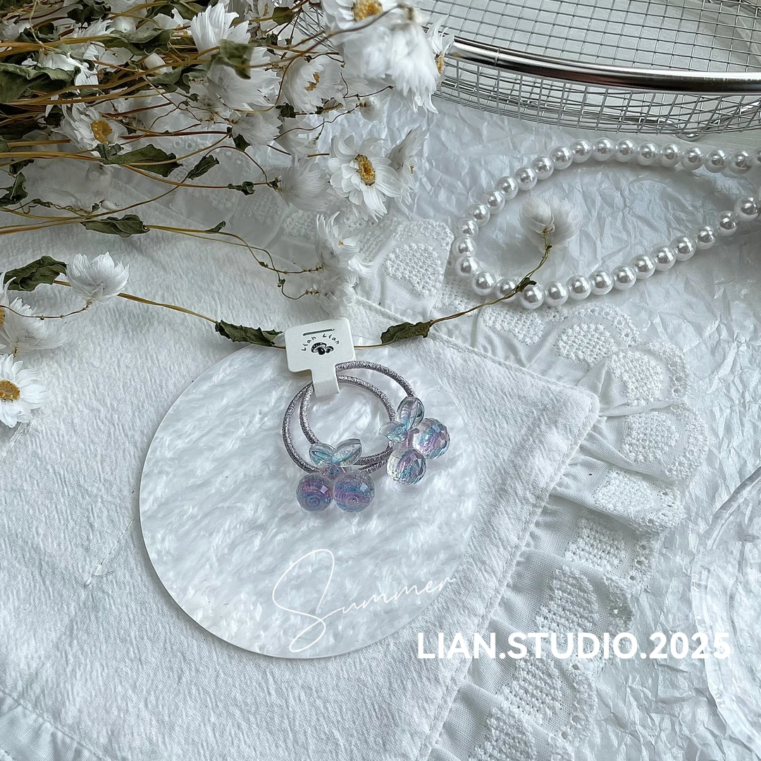 闪光蓝紫樱桃 全店凑满19.9包邮 Lian家原创 两指发绳 D-0105