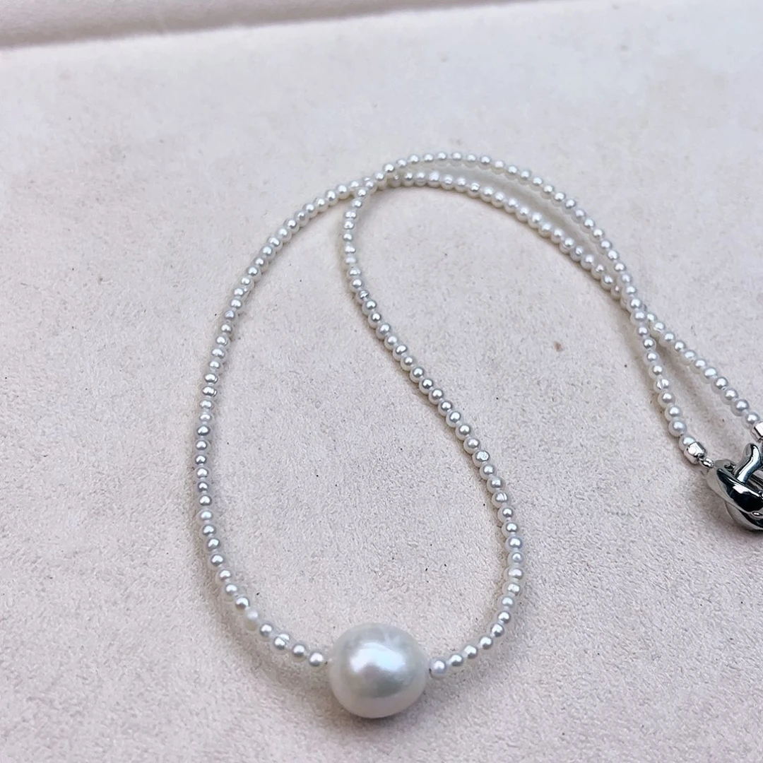 淡水珍珠颈饰银S925镶嵌