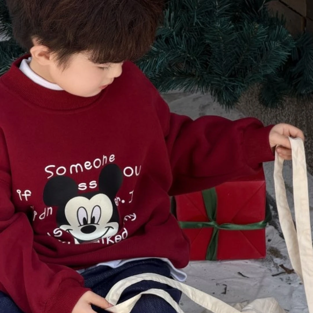 H1-2。12100一体绒卫衣前印卡通冬款童装