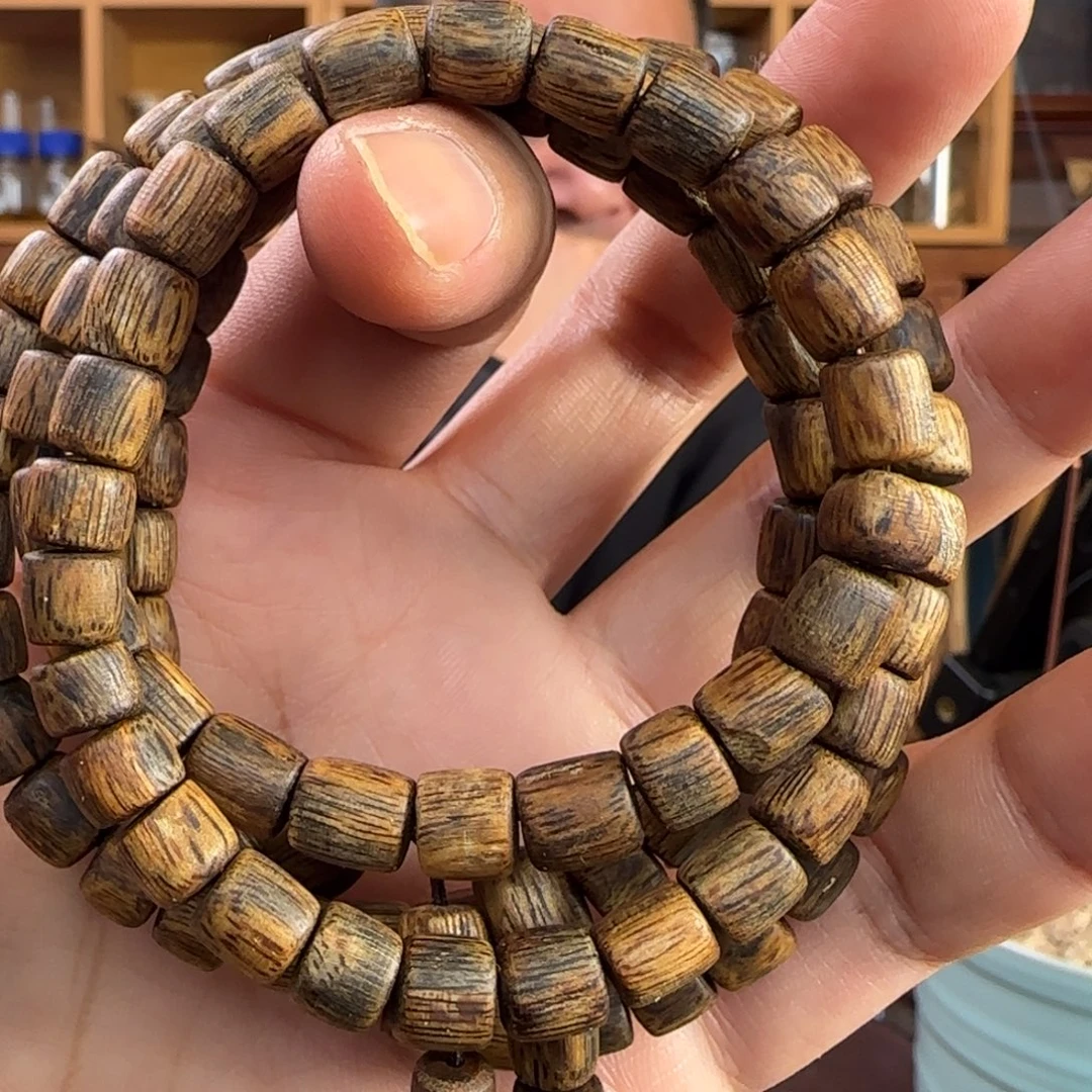 沉香手串奇楠一代苗白棋随桶27.5克