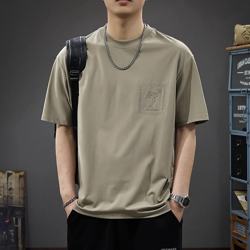 U&PURA夏季新款冰丝弹力短袖t恤男款美式潮流休闲百搭凉感半袖T恤