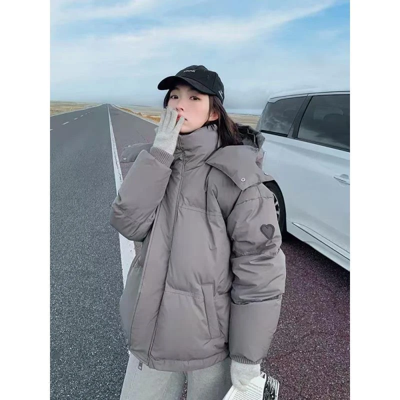 小雅姐姐 韩系INS风爱心厚款百搭休闲连帽羽绒服IX48