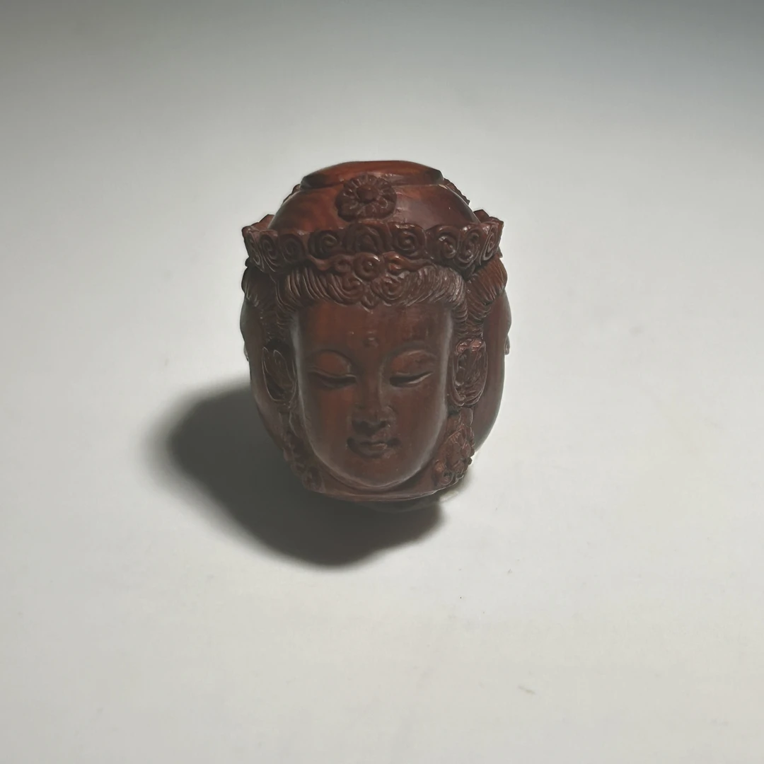 猛犸牙雕猪肝红多面观音吊坠22*17mm左右假一罚四X3674