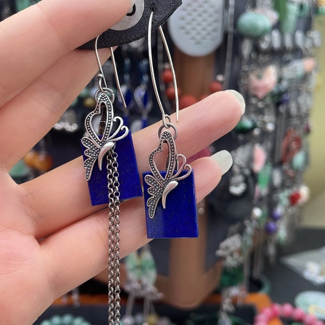 青金石银S925镶嵌耳饰小****斗248hjjhhh