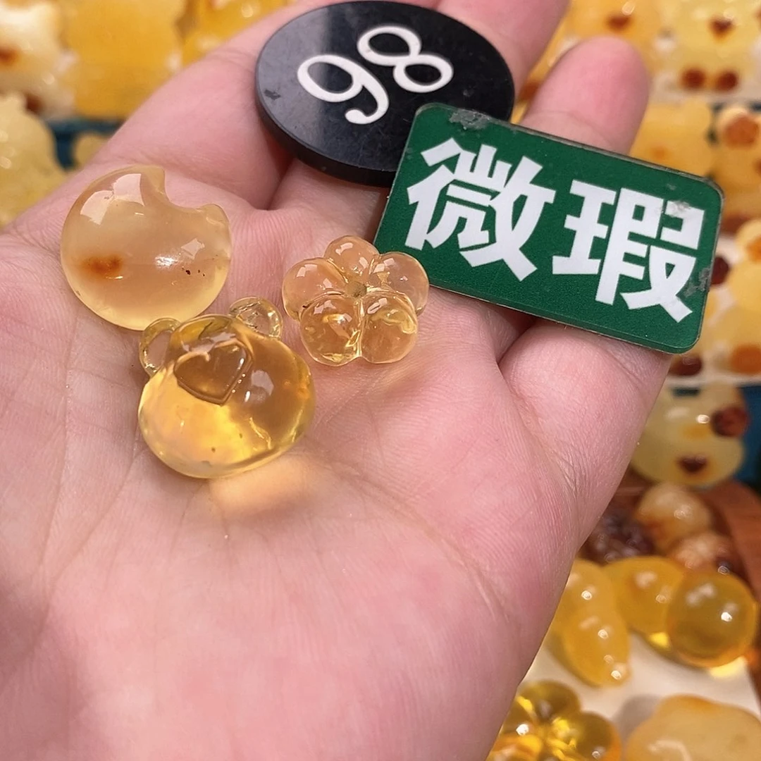 琥珀未镶嵌耳饰裸石