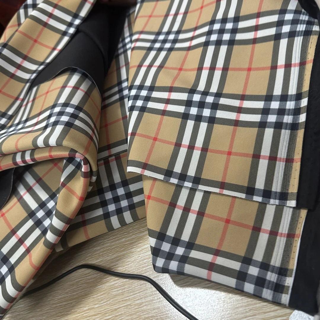 黄色格子加绒布料一米