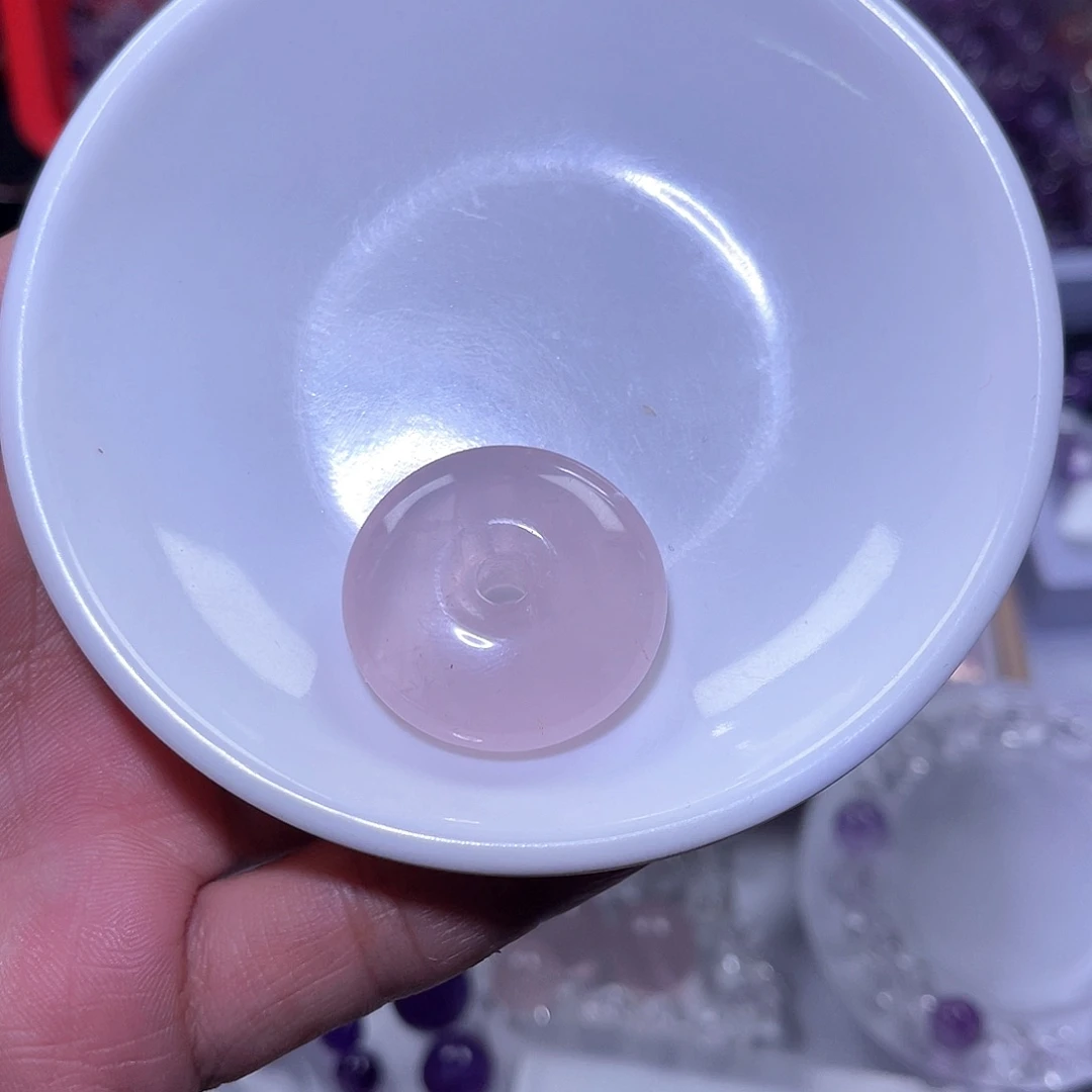 紫晶颈饰未镶嵌天然粉水晶平安扣直径约32mm