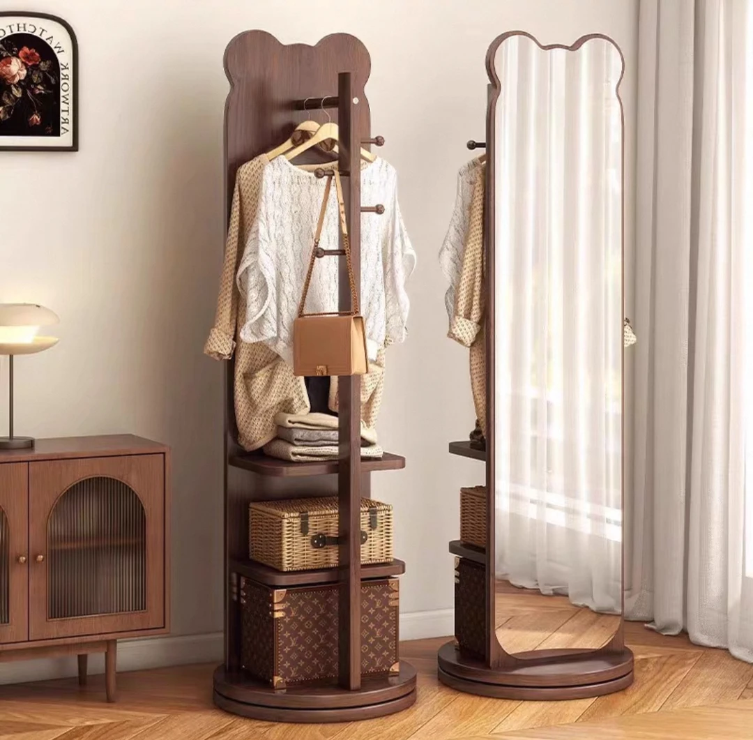 BJ-009全身镜小熊卧室可旋转移动试衣镜落地镜衣帽架穿衣镜捡漏