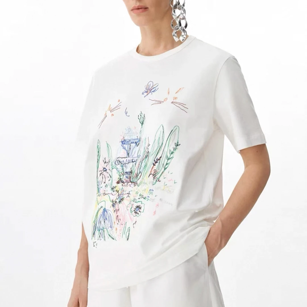 25&SS高定 |【江南春信】设计师款原创刺绣圆领休闲T恤