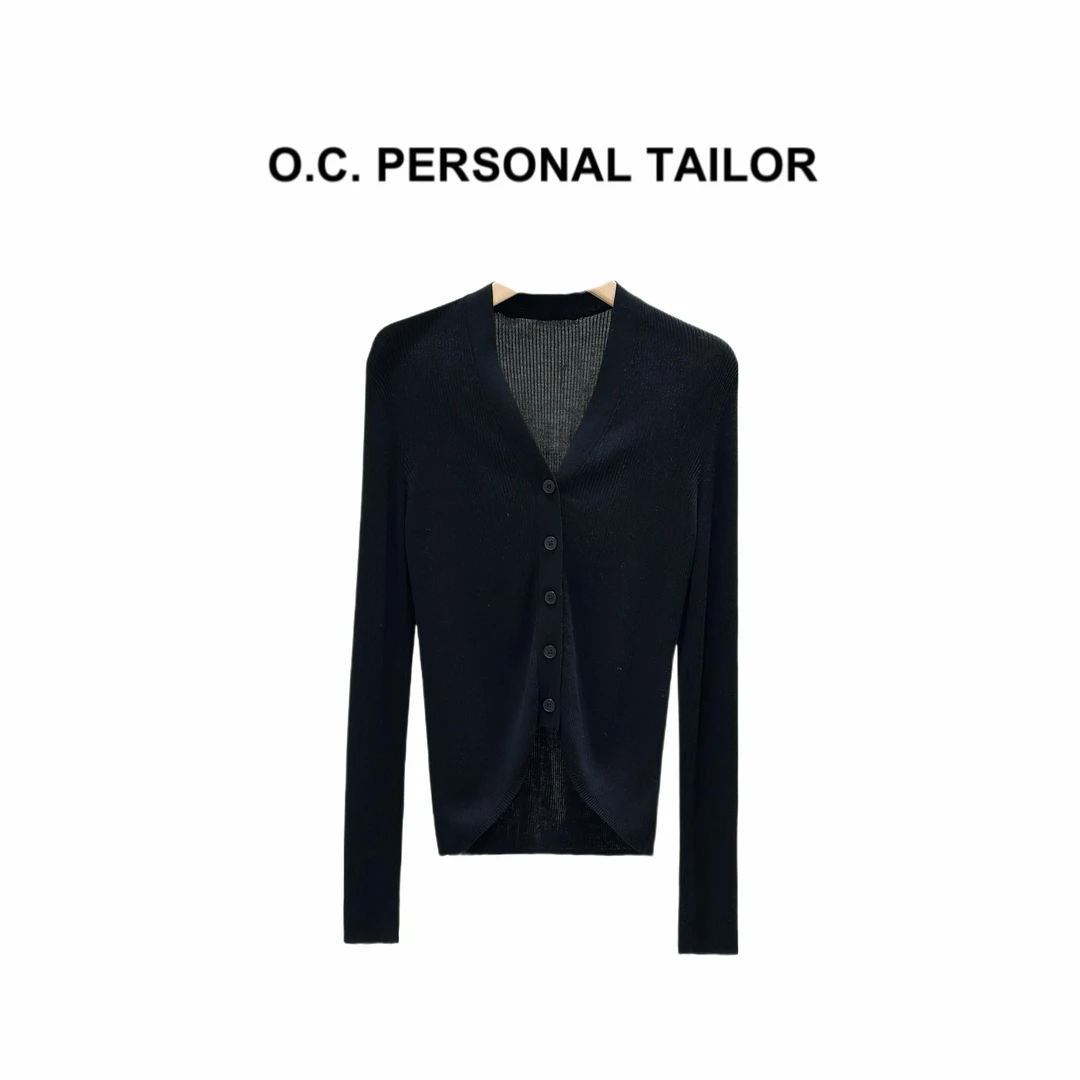 oc精选 25ss 春季新款【纸片人】法式黑色开衫 0523