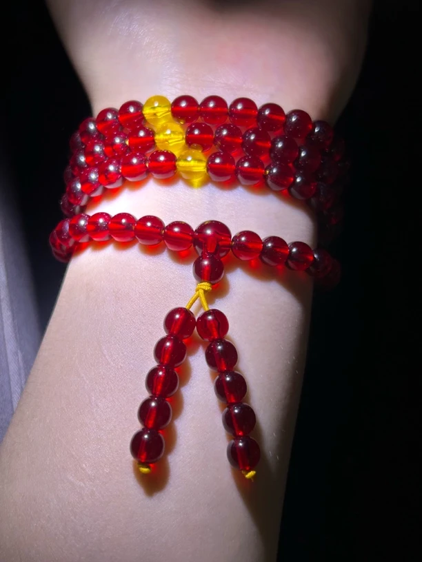 高奢典藏 血药珀手串108克多圈珠串时尚百搭