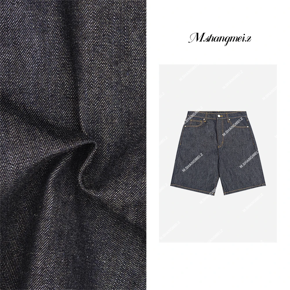 M.SHANGMEI.Z/沐熙【浮光中裤】美大哥复古水洗直筒牛仔短裤X042392
