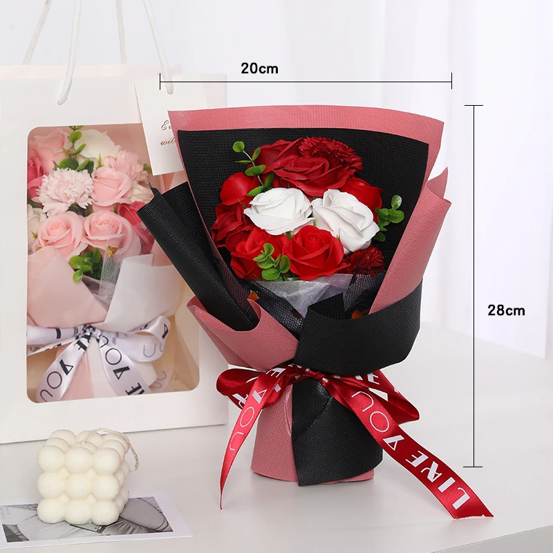 情人节母亲节礼物  520送女友告白礼品永生花香皂花花束现货