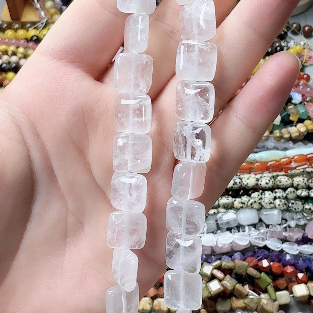 未镶嵌玛瑙/玉髓珠宝半成品白水晶12*12方片一条