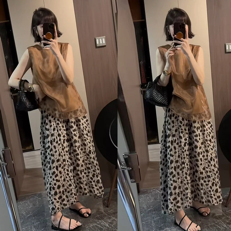 轻熟风上衣斑点半身裙两件套女2025夏季新款显瘦时尚韩系通勤套装