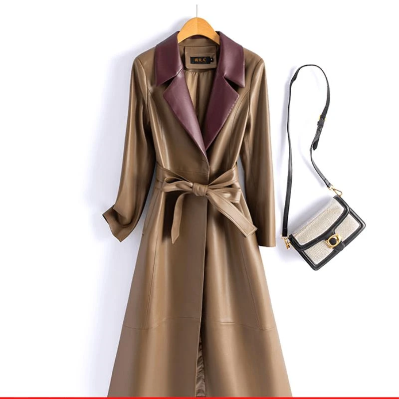 海宁皮衣秋冬款新品皮风衣大长款精品女士风衣 242#