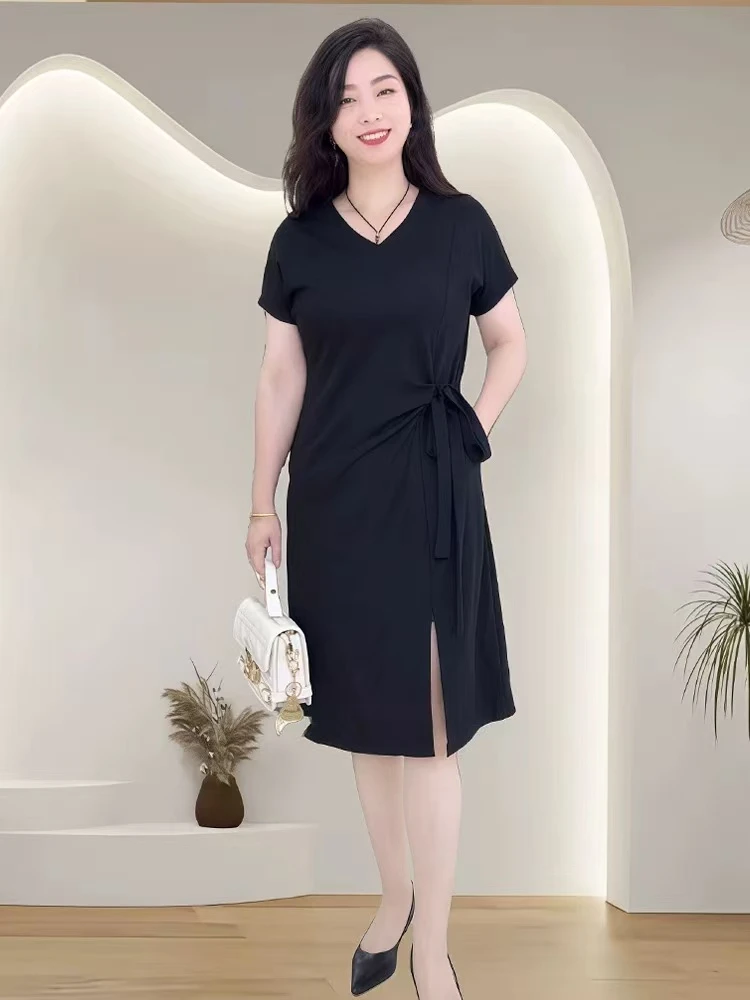 贵气夏季时尚宽松连衣裙碎花女装洋气漂亮显瘦时尚减龄气质开叉