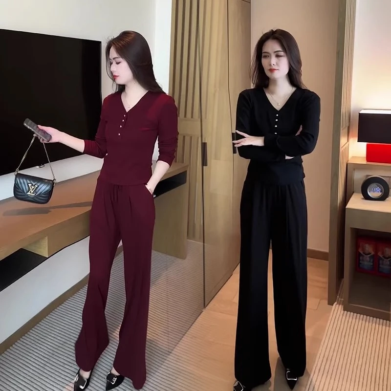 2025春秋新款时尚洋气质早春装时髦女装休闲职业阔腿裤套装两件套