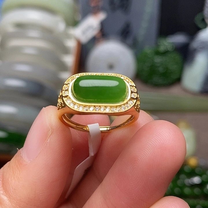 和田玉银S925镶嵌戒指