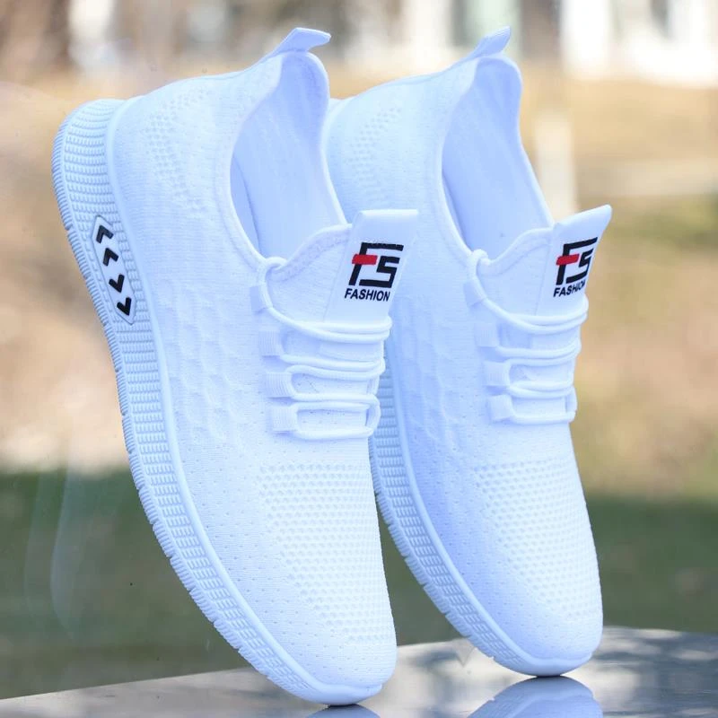 夏季男士一脚蹬懒人休闲鞋透气网面软底运动鞋轻薄款百搭小白鞋男