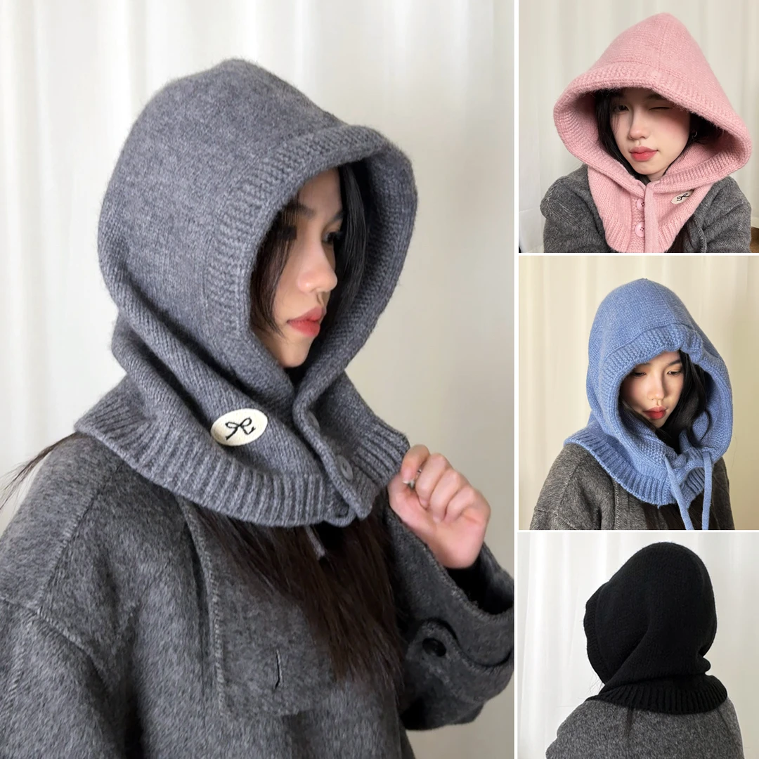 巴拉克拉法帽毛线帽帽子休闲风秋冬极简风针织帽秋冬季一帽多戴