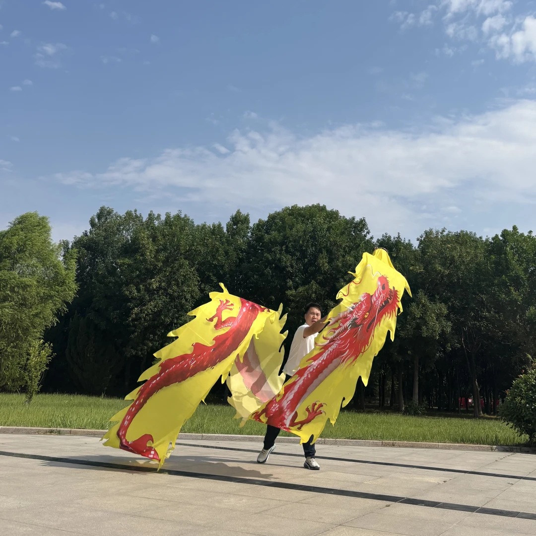 国腾月溟龙8米彩带龙舞龙镂空龙头一体健身龙套装