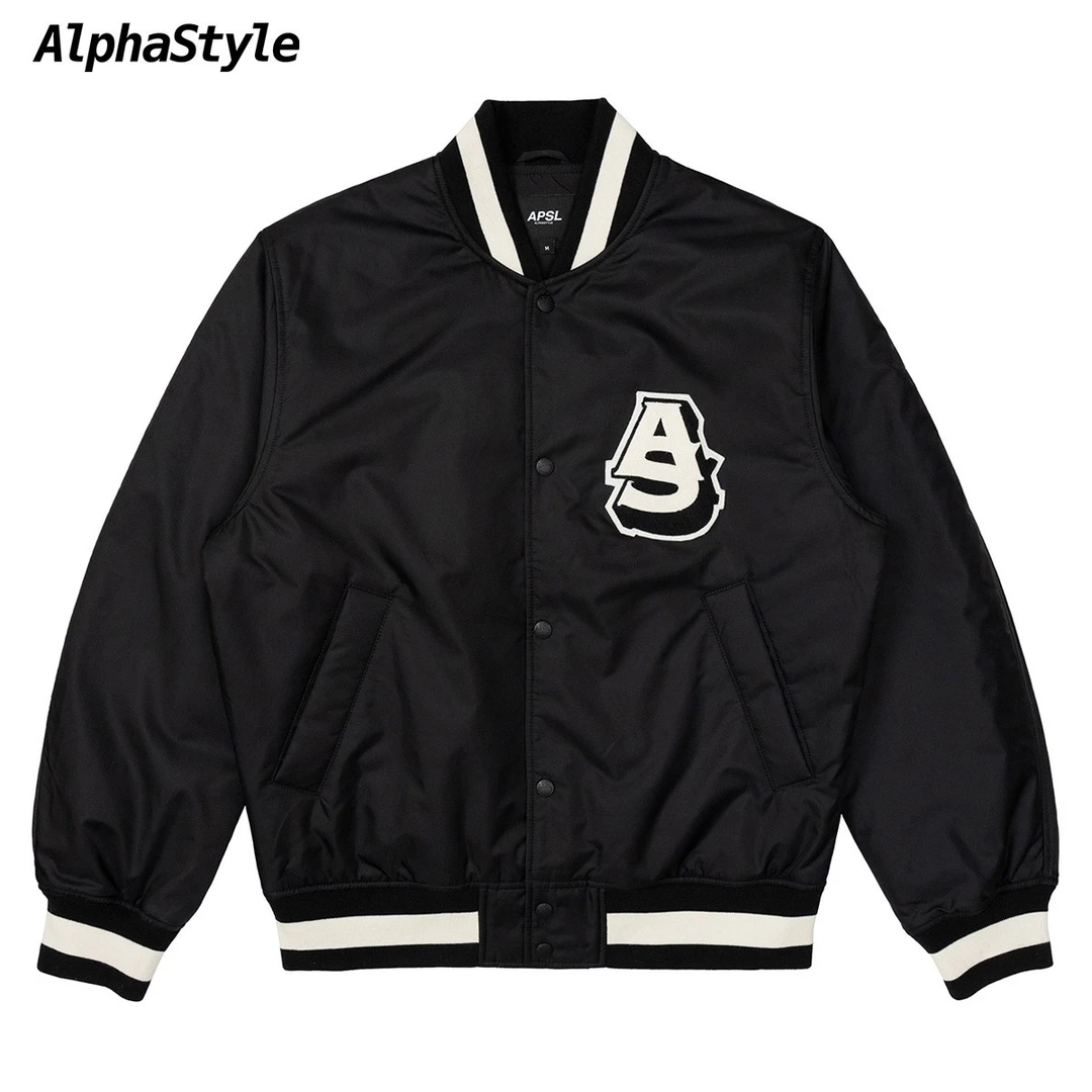 ALPHASTYLE潮流时尚百搭宽松休闲飞行员复古基调学院保暖夹克2