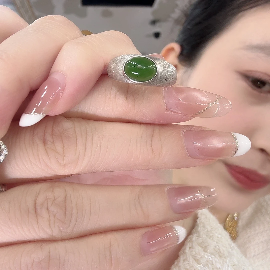 和田玉银S925镶嵌戒指