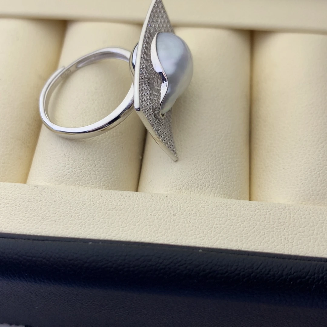 海水珍珠银S925镶嵌戒指