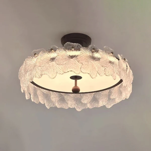 【丫丫美家】<幸运草>中古风玻璃叶片复古卧室吊灯