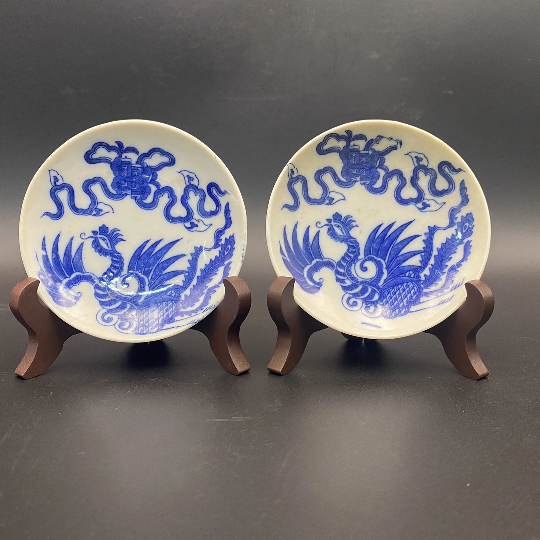碟子陶瓷摆件（凤纹小碟一对）