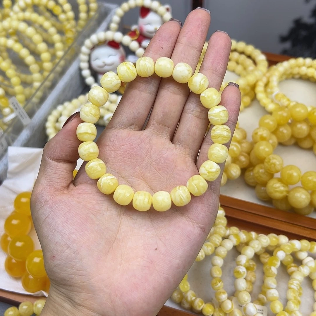 琥珀未镶嵌手链10.2mm 高桩瓷虎