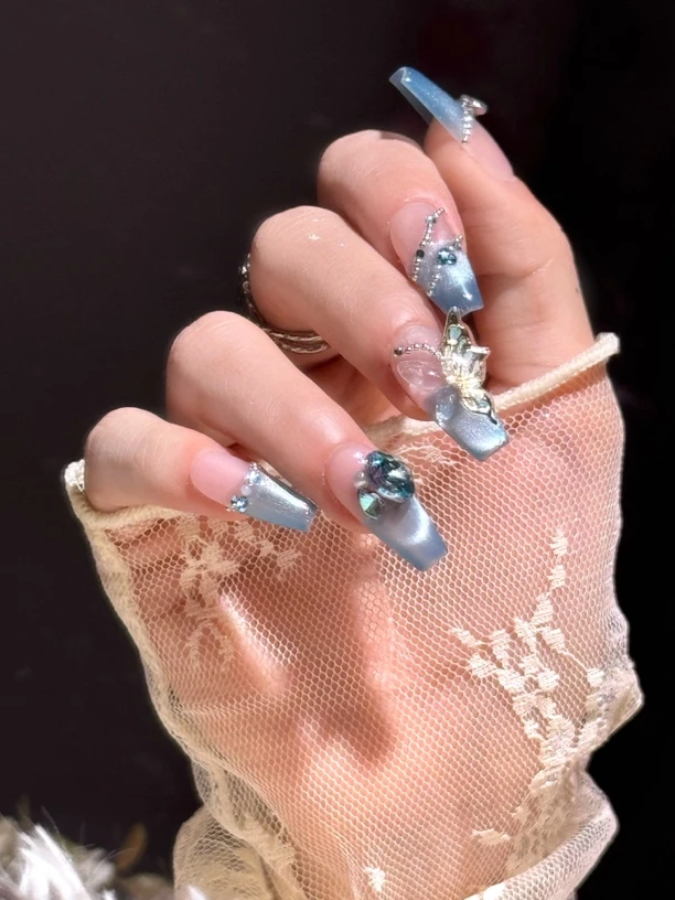 高级雾里探花法式手工穿戴甲可拆卸