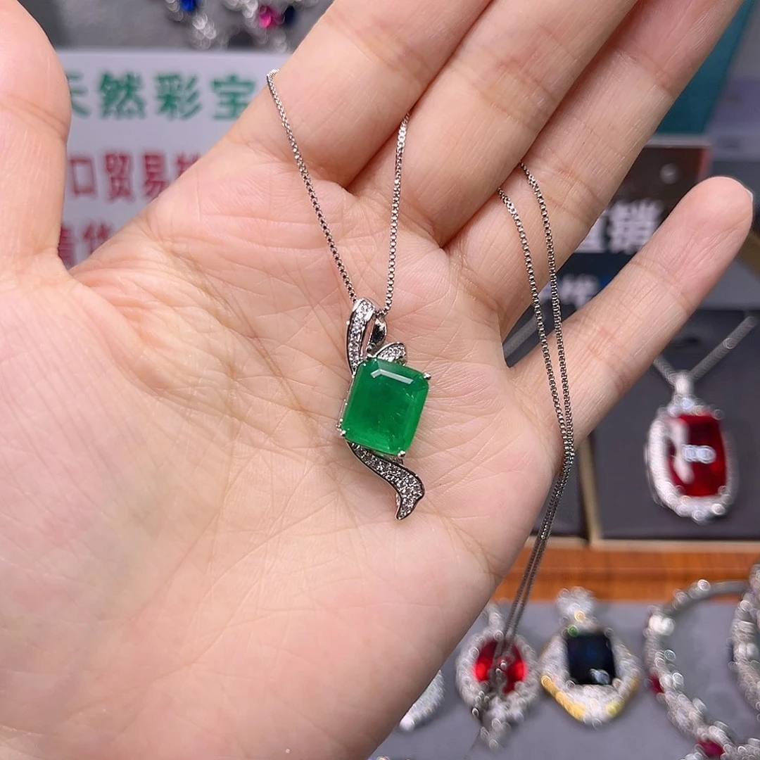 祖母绿戒指银S925镶嵌175