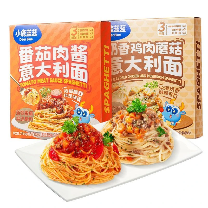 小鹿蓝蓝_意大利面270.6g番茄肉酱奶香鸡肉蘑菇多口味意大利面