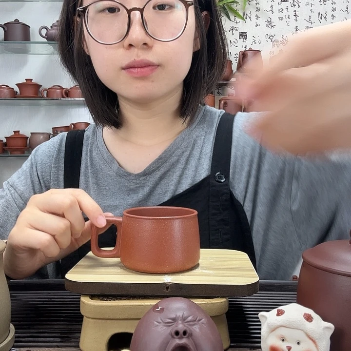 茶杯紫砂原矿降坡方把主人杯一个