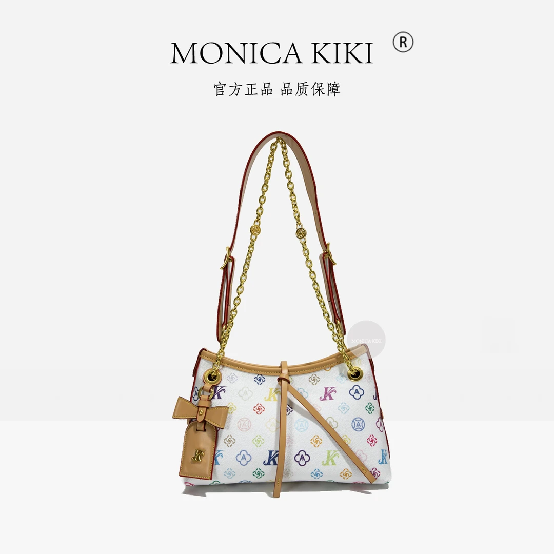 MONICA KIKI/莫妮卡奇奇新款三彩印花腋下包时尚轻奢潮流单肩斜挎