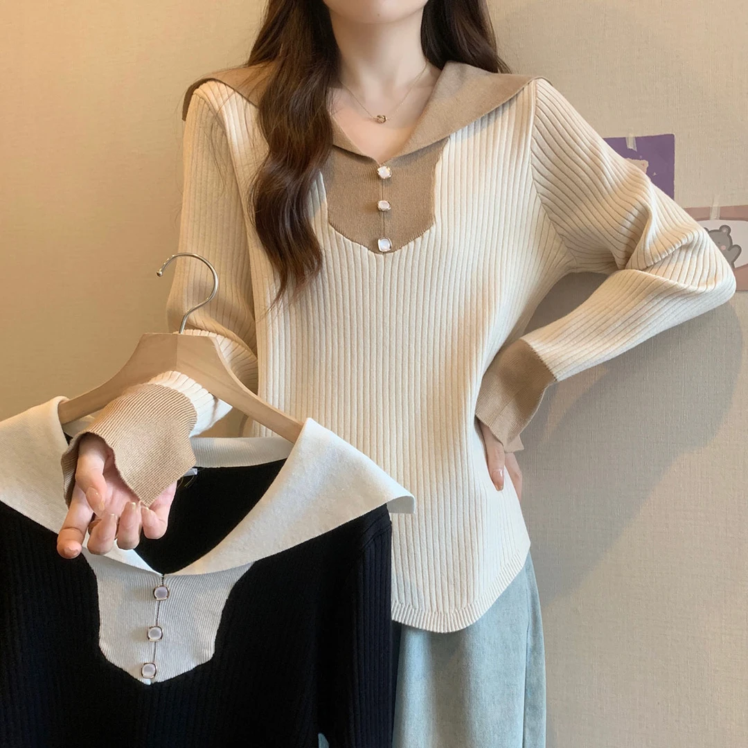 清大码女装2024年秋季气质显瘦针织衫洋气百搭上衣69022