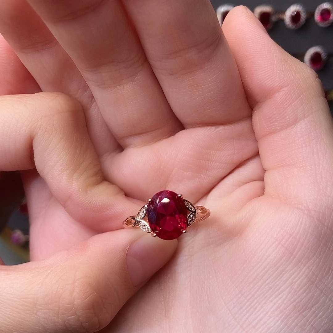 银S925镶嵌戒指红宝石