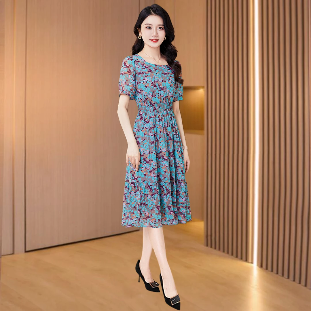 【可蓓儿】广州十三行连衣裙2025新款女夏季轻奢高级感碎花连衣裙