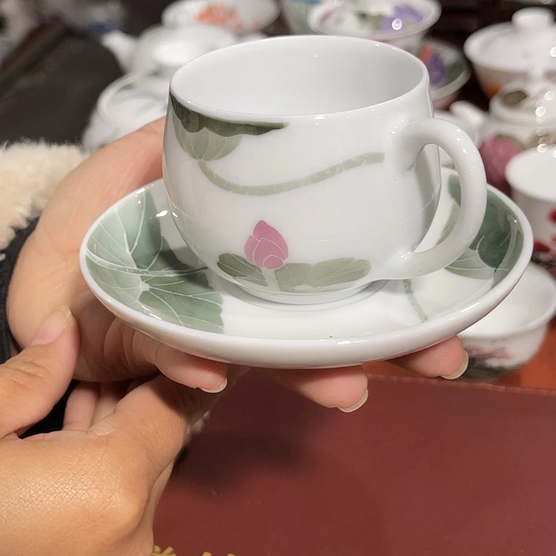 醴陵瓷直播供货基地手绘咖啡杯