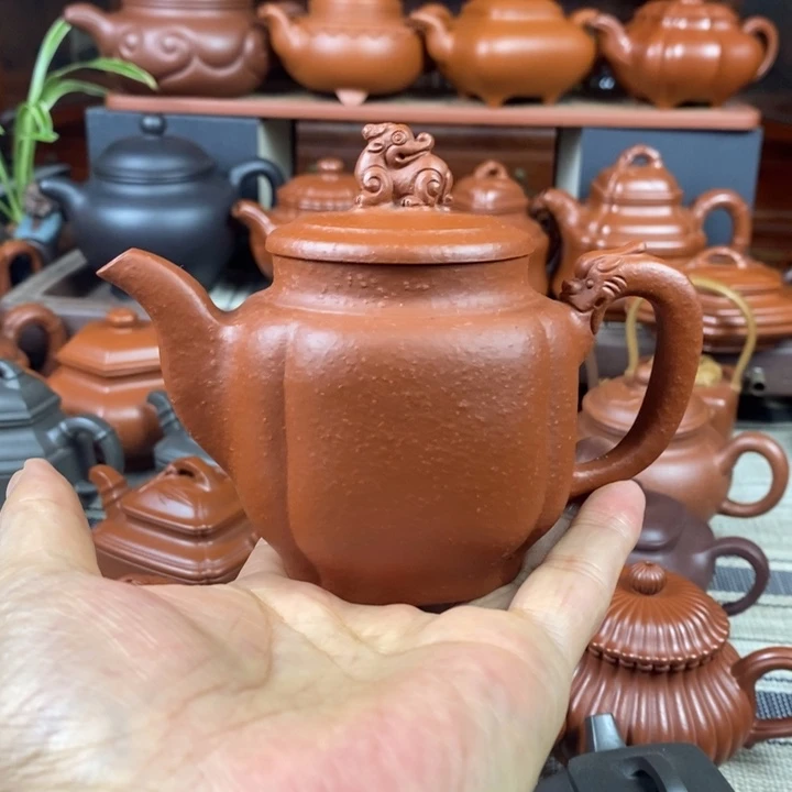 紫砂茶壶龙尊280cc原矿梨皮朱泥特价