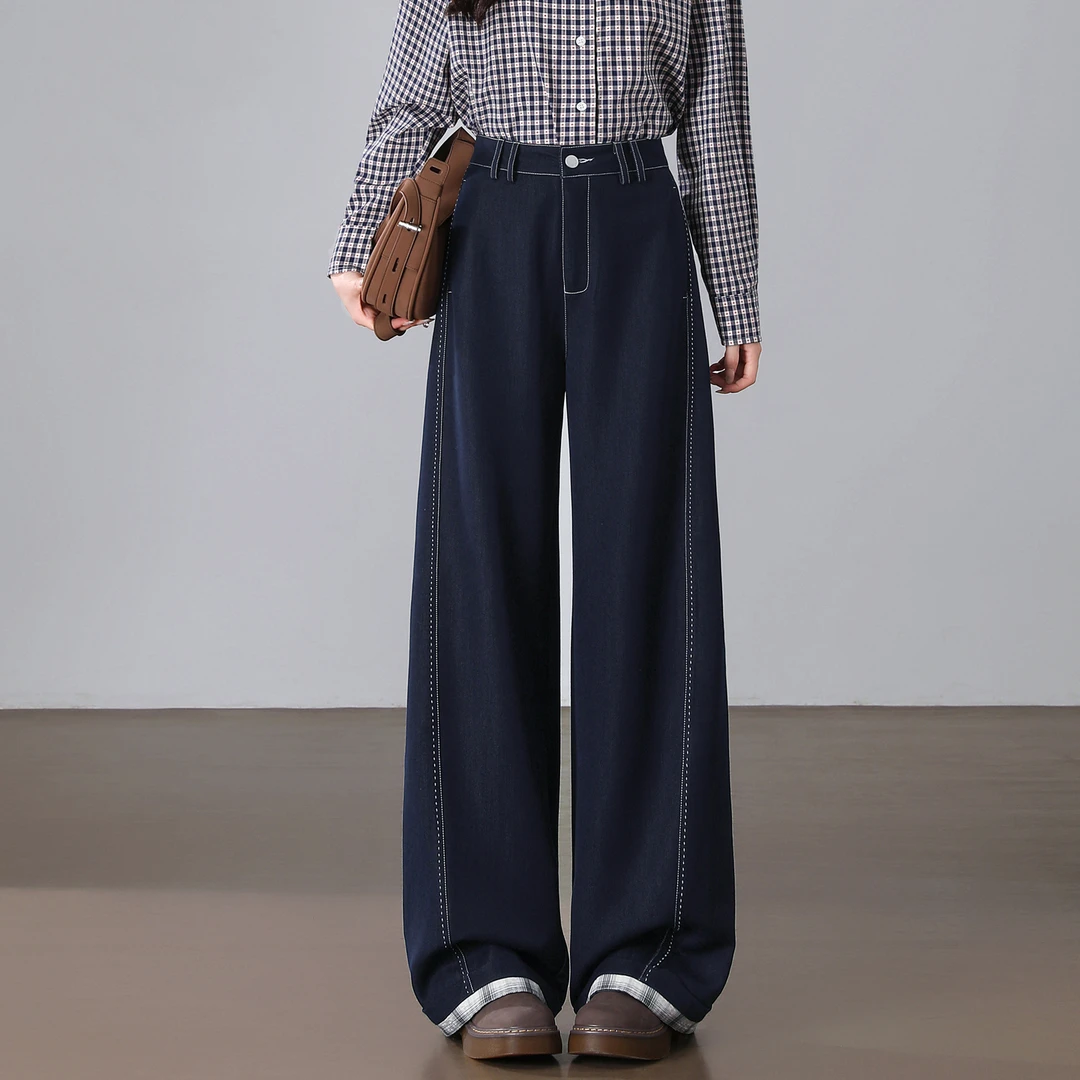弯刀牛仔裤女2025春秋新款高腰宽松显瘦小个子阔腿美式香蕉镰刀裤