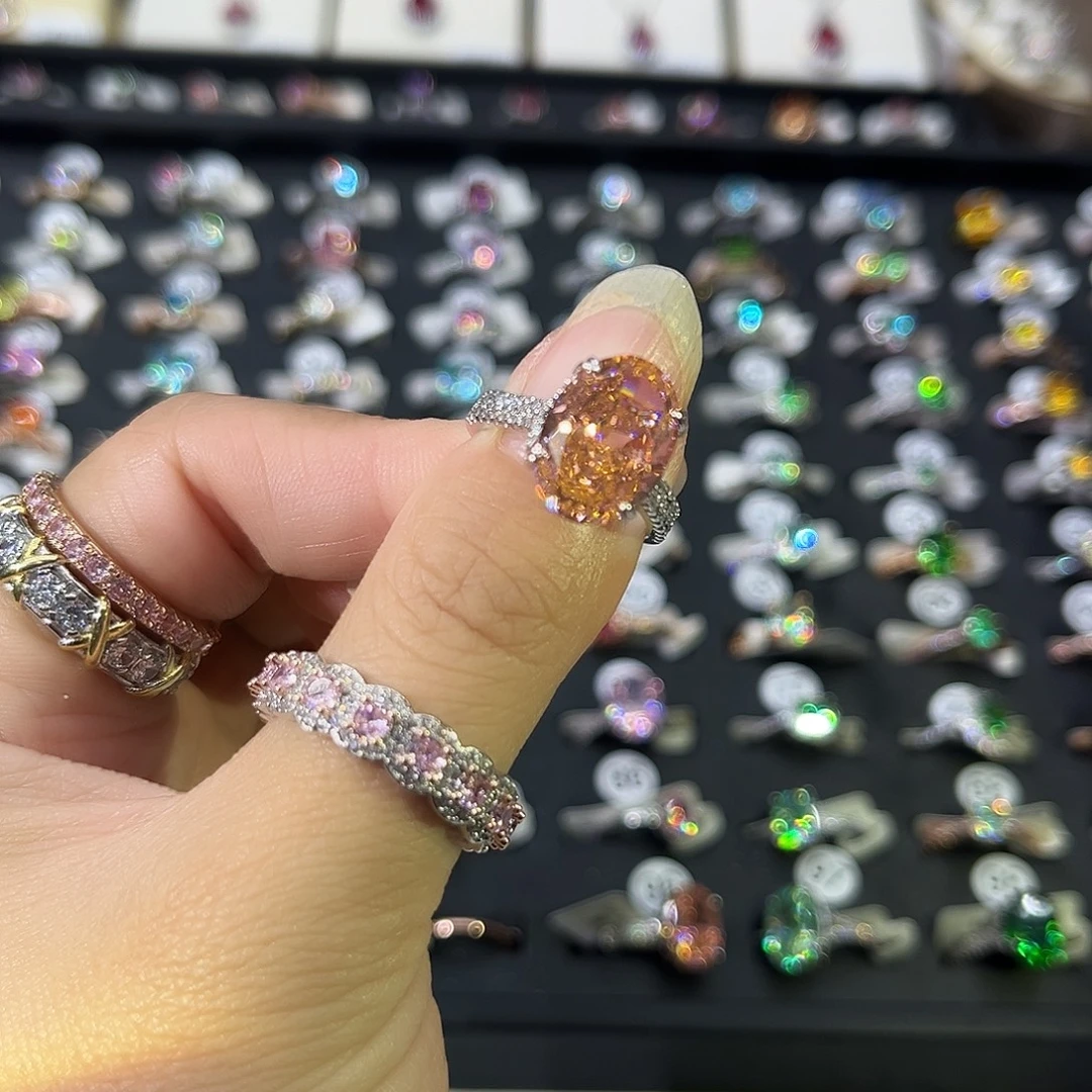 莫桑石非金属SH K白豪镶鸽子蛋帕拉恰十卡-10