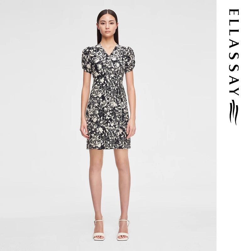 ELLASSAY歌力思夏季新款桑蚕丝优雅连衣裙女EWE352Y05100