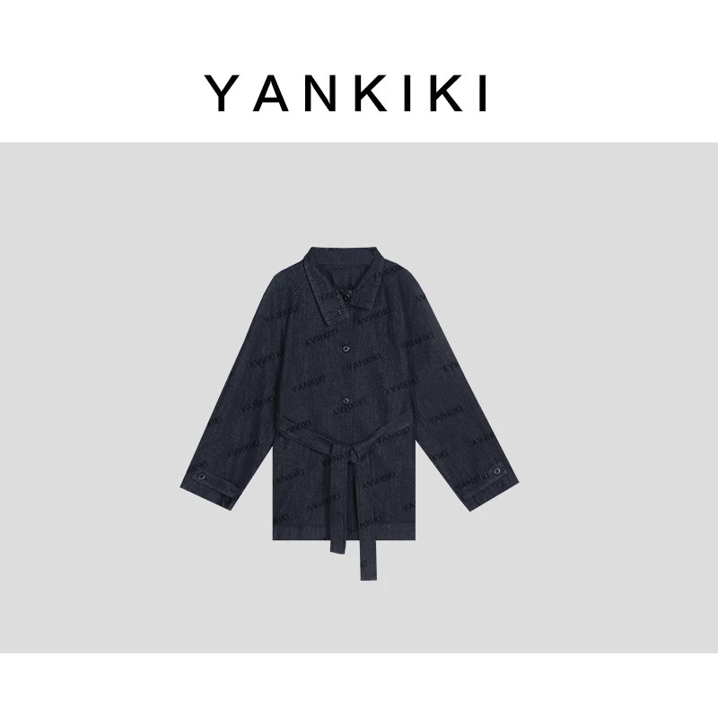 腰带靛蓝色牛仔风衣 YANKIKI 2025春款NEW