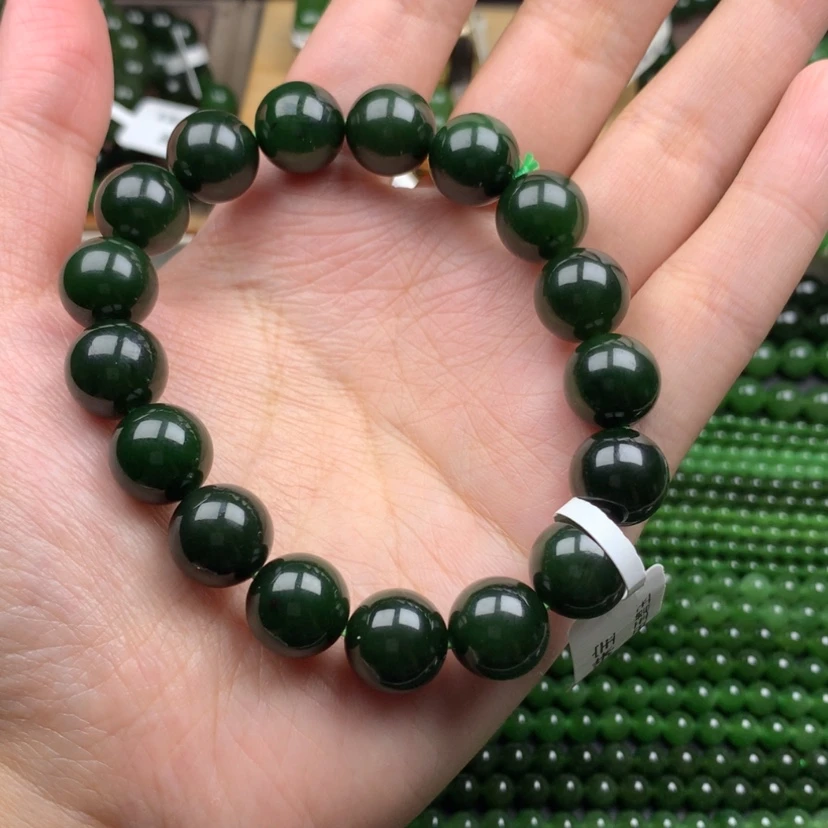 【闪购商品】未镶嵌手串和田玉(碧玉)弈*12