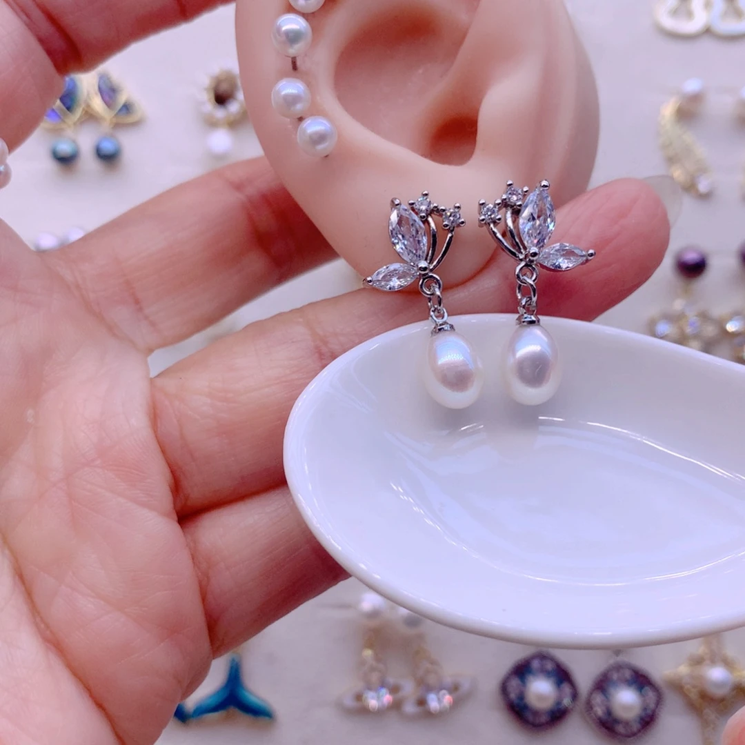 淡水珍珠耳饰合金